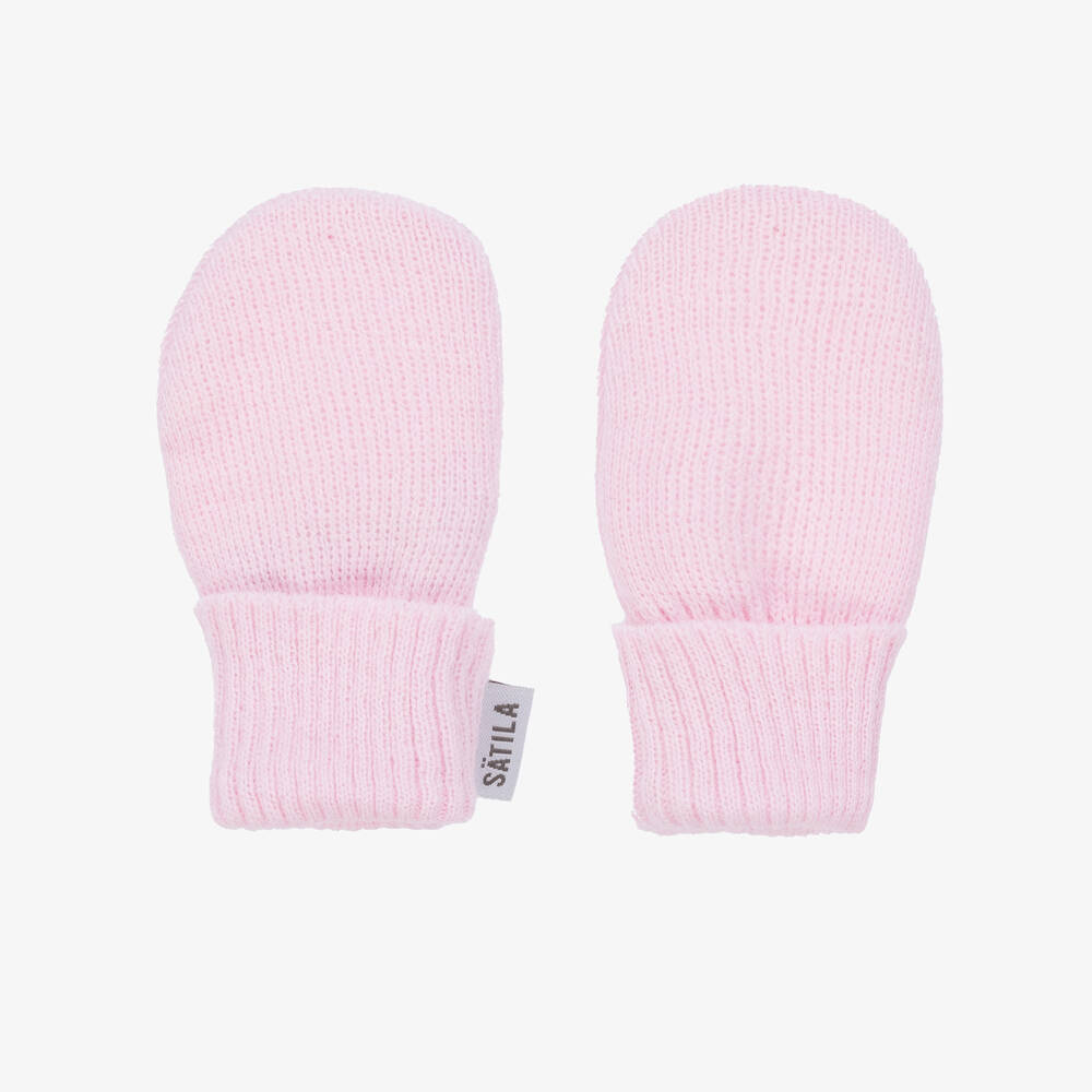 Sätila of Sweden - Girls Pink Trixie Knitted Baby Mittens | Childrensalon