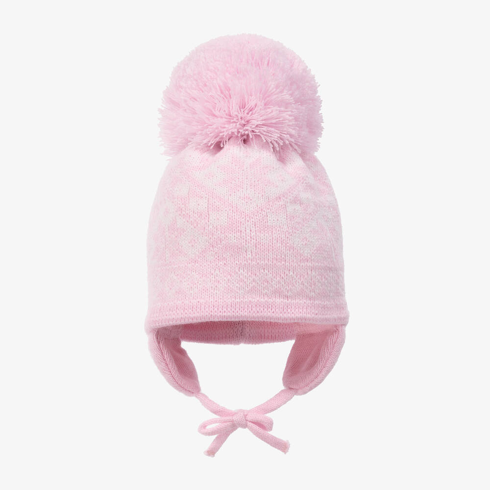 Sätila of Sweden - Pink Alice Knitted Large Pom-Pom Beanie | Childrensalon