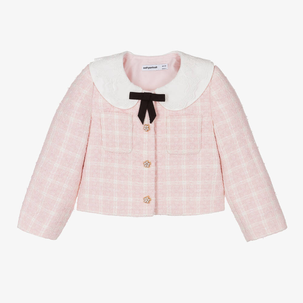 Shop Self-portrait Girls Pink Tweed Jacket