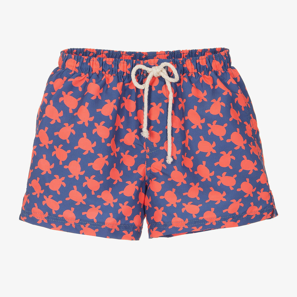Shop Selini Action Boys Navy Blue Turtle-print Swim Shorts