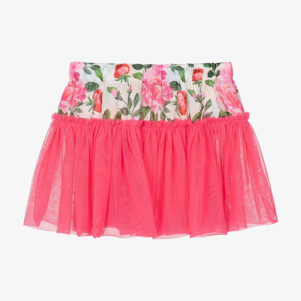 Selini Action - Girls Pink Roses & Tulle Beach Skirt | Childrensalon
