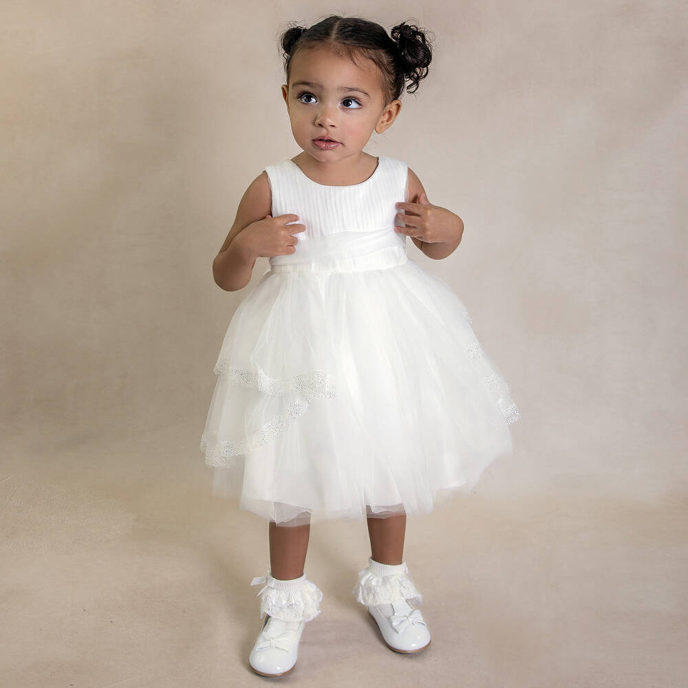 Sevva-Baby Girls Ivory Pleated Tulle Dress | Childrensalon