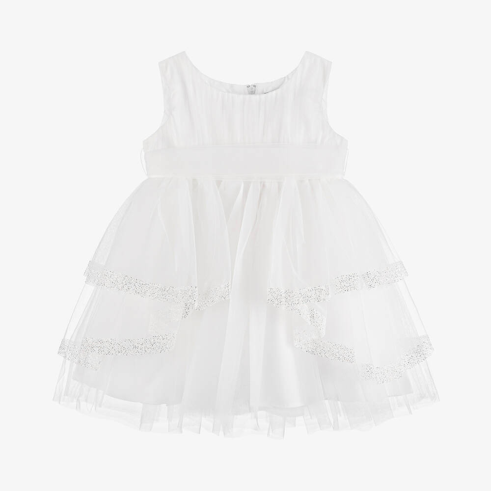 Shop Sevva Baby Girls Ivory Pleated Tulle Dress