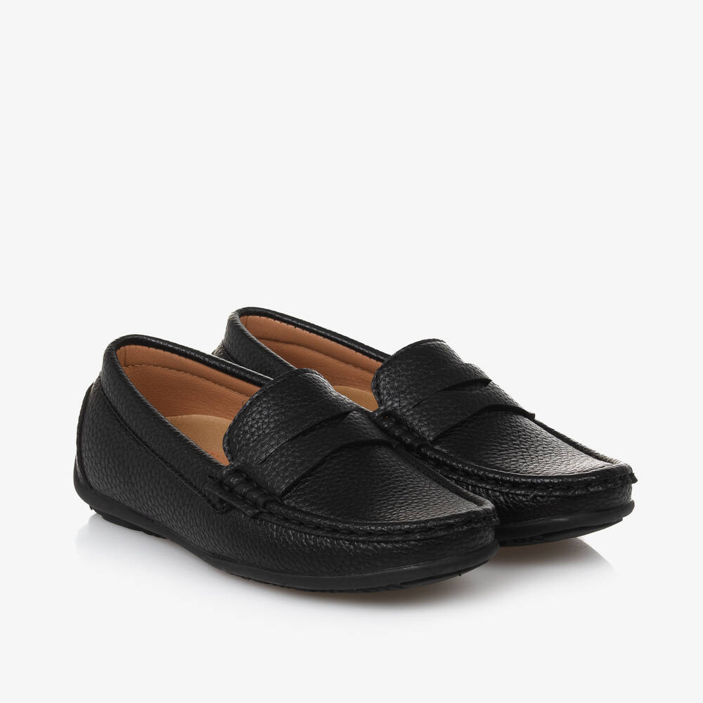 Sevva - Boys Black Faux Leather Loafers | Childrensalon