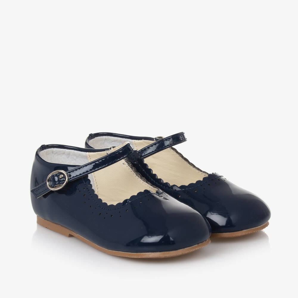 Sevva - Girls Blue Faux Patent Leather Shoes  | Childrensalon