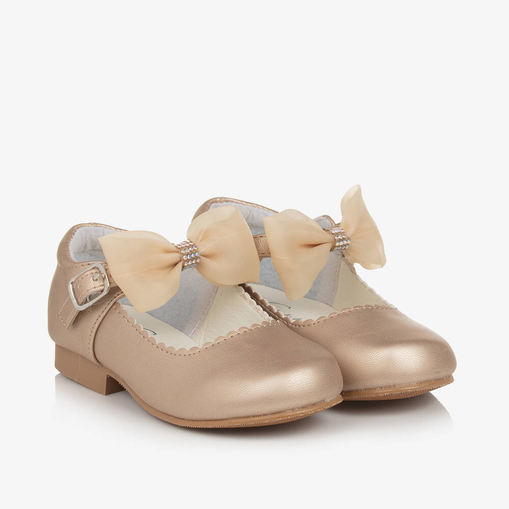 Sevva - Girls Gold Mary Jane Shoes | Childrensalon