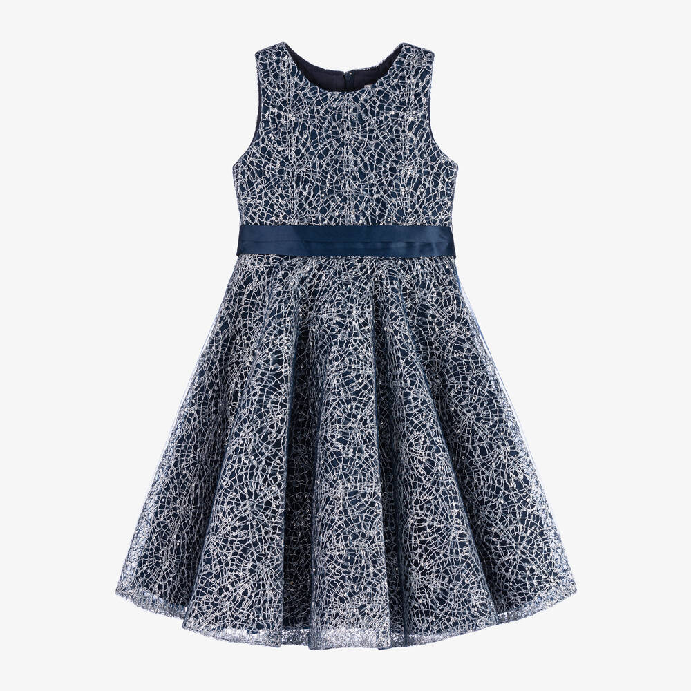 Sevva - Girls Navy Blue & Silver Tulle Dress | Childrensalon
