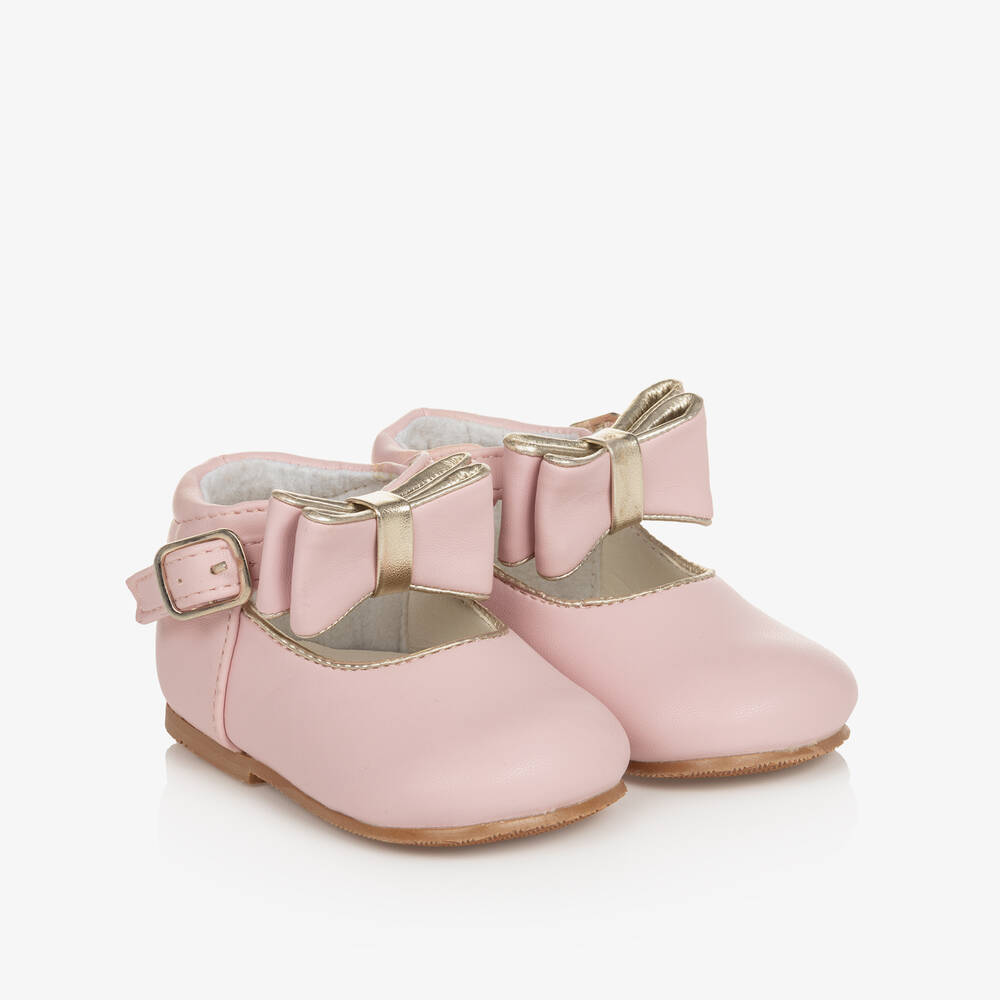 Sevva - Girls Pink Faux Leather Bow Shoes | Childrensalon