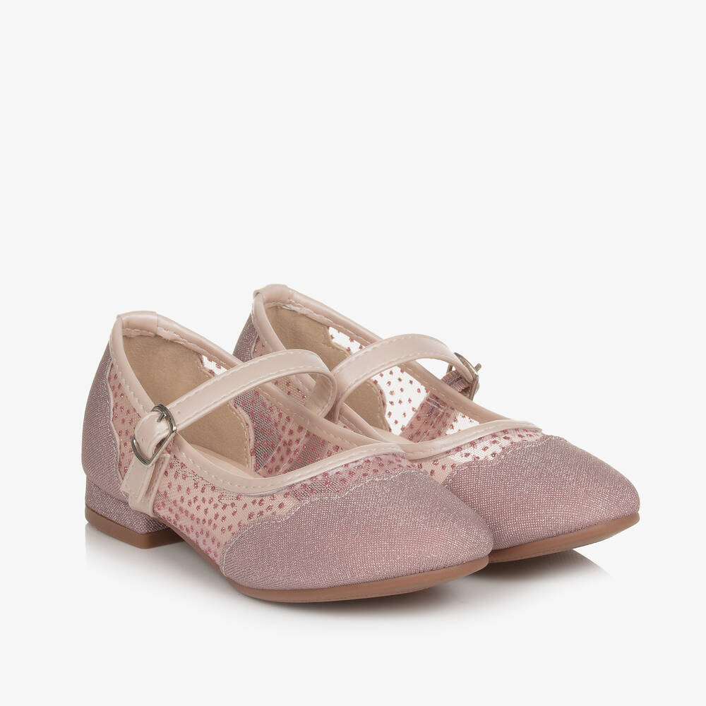 Sevva - Girls Pink Glitter Bar Shoes | Childrensalon