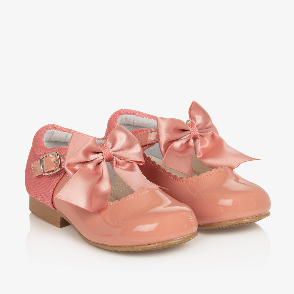 Sevva - Girls Pink Patent Faux Leather Bow Shoes | Childrensalon