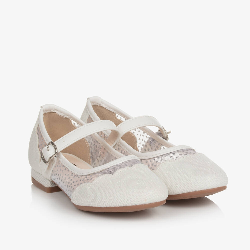 Sevva Kids' Girls White Glitter Bar Shoes