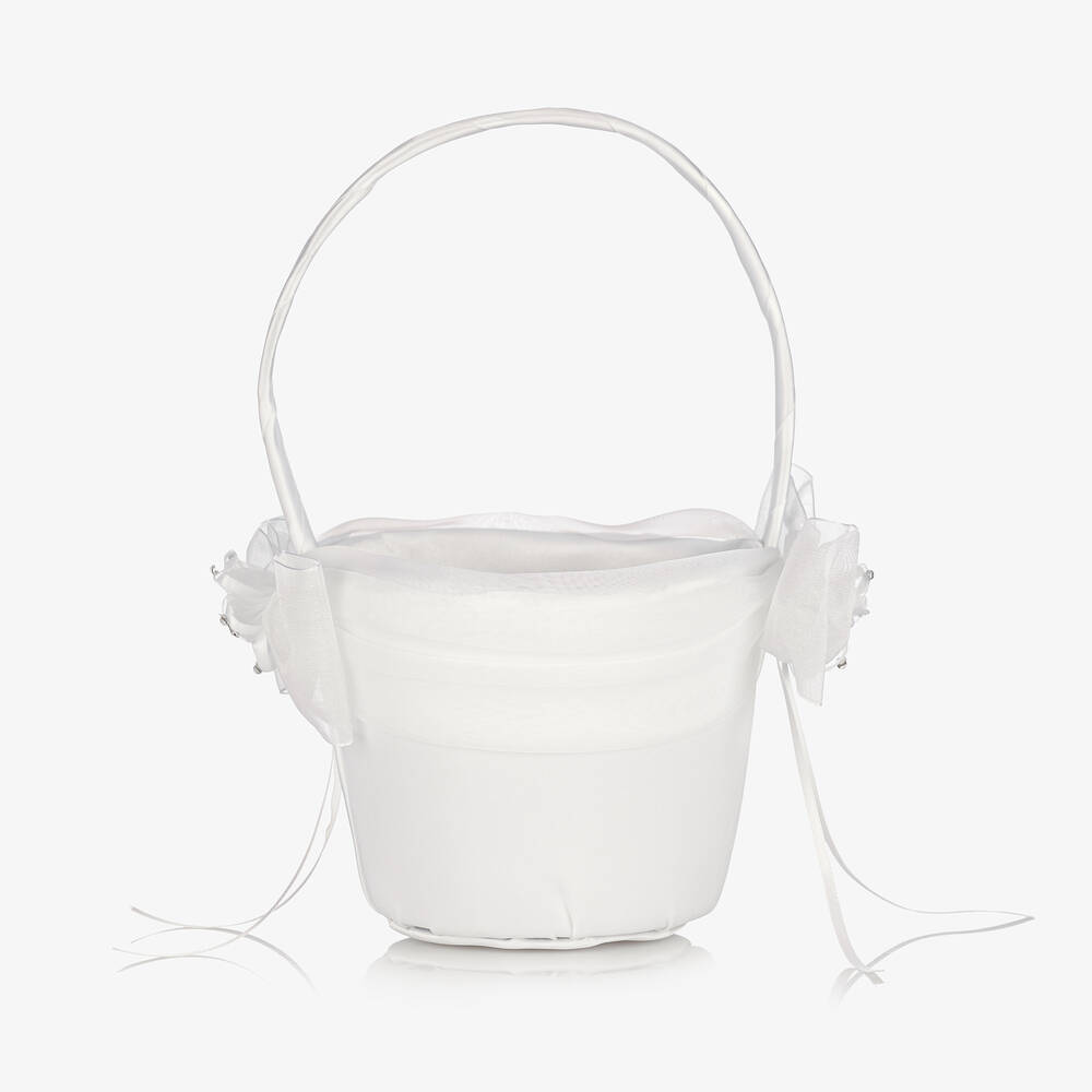 Shop Sevva Girls White Satin Basket Bag (12cm)
