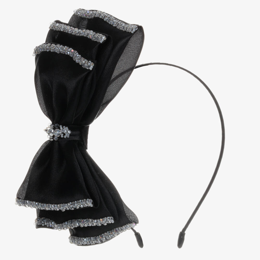 Sienna Likes To Party - Black Bow Hairband  | Childrensalon