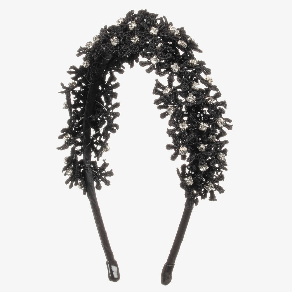 Sienna Likes To Party - Girls Black Floral Hairband | Childrensalon