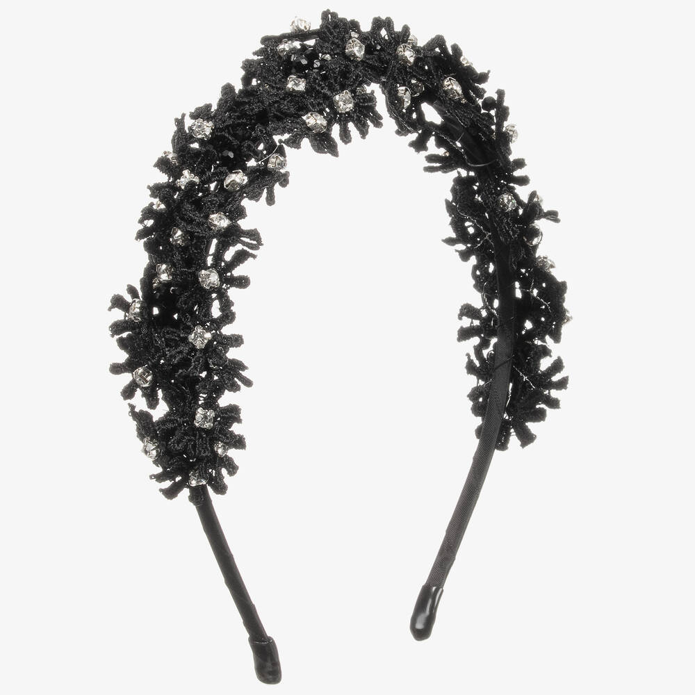 Sienna likes to party - Girls Black Floral Hairband | Childrensalon