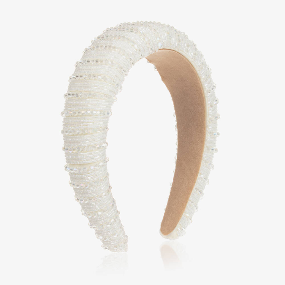 Sienna Likes To Party - Girls Ivory Beaded Hairband | Childrensalon