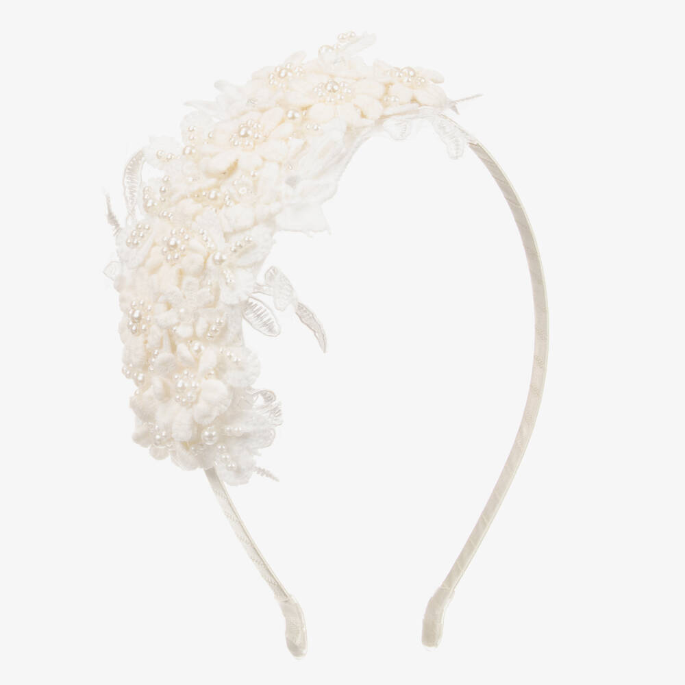 Sienna Likes To Party - Girls Ivory Flowers Hairband | Childrensalon