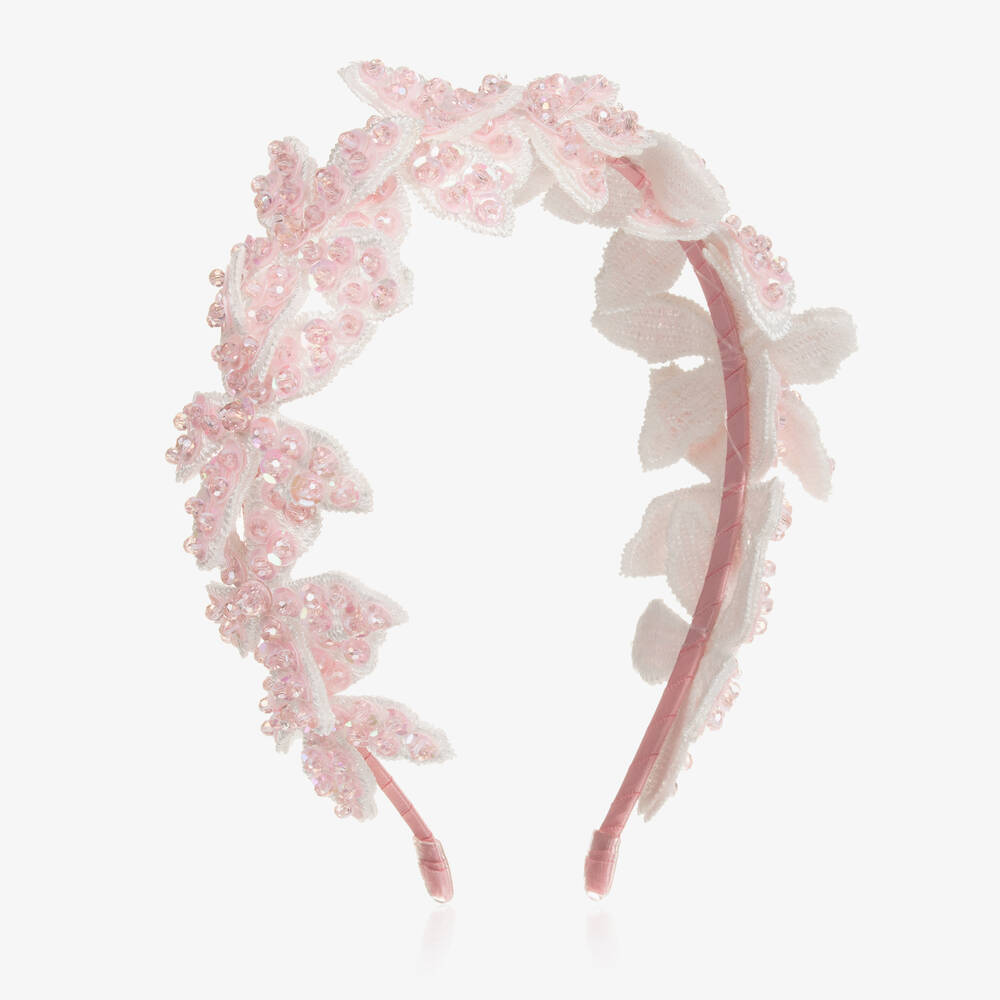 Sienna Likes To Party - Girls Pink Flower Bead Hairband | Childrensalon
