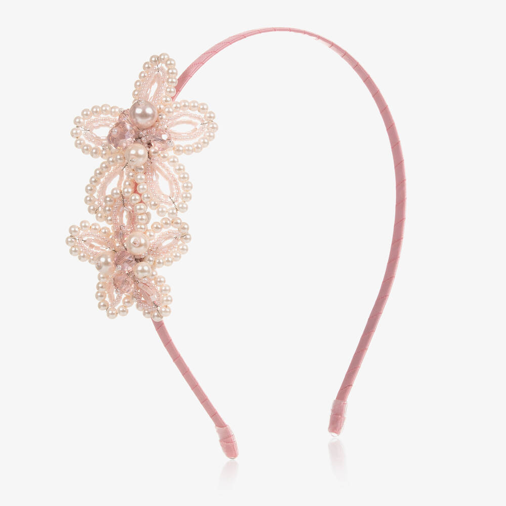 Sienna likes to party - Girls Pink Flower Hairband | Childrensalon