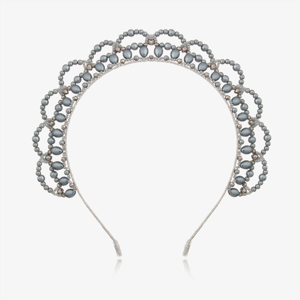 Sienna Likes To Party - Girls Silver Pearl Hairband | Childrensalon