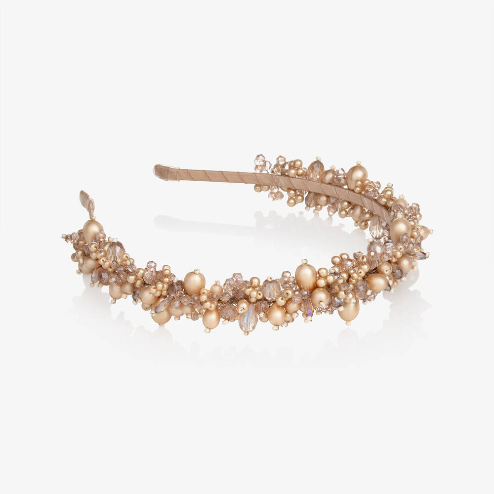 Sienna Likes To Party - Gold Pearl & Crystal Hairband | Childrensalon