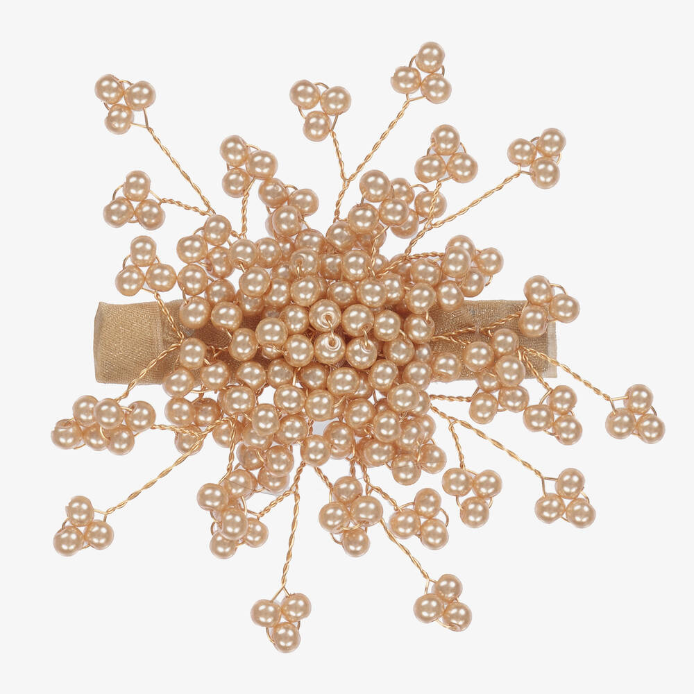 Sienna Likes To Party - Golden Pearl Hair Clip (9cm) | Childrensalon