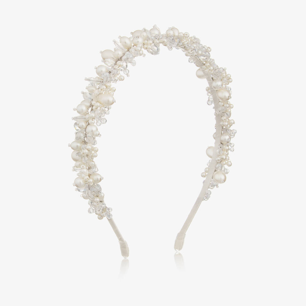 Sienna Likes To Party - Serre-tête blanc perle et cristal  | Childrensalon
