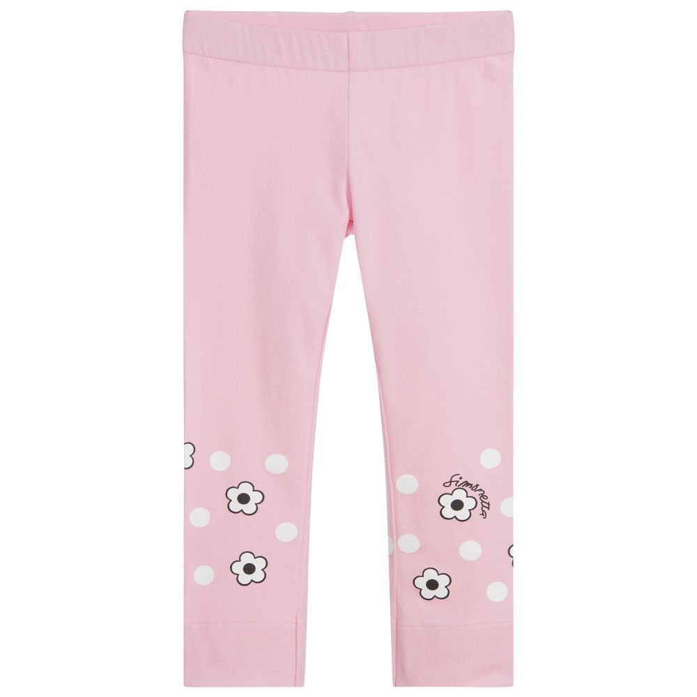 Simonetta Kids' Girls Pink Cotton Leggings