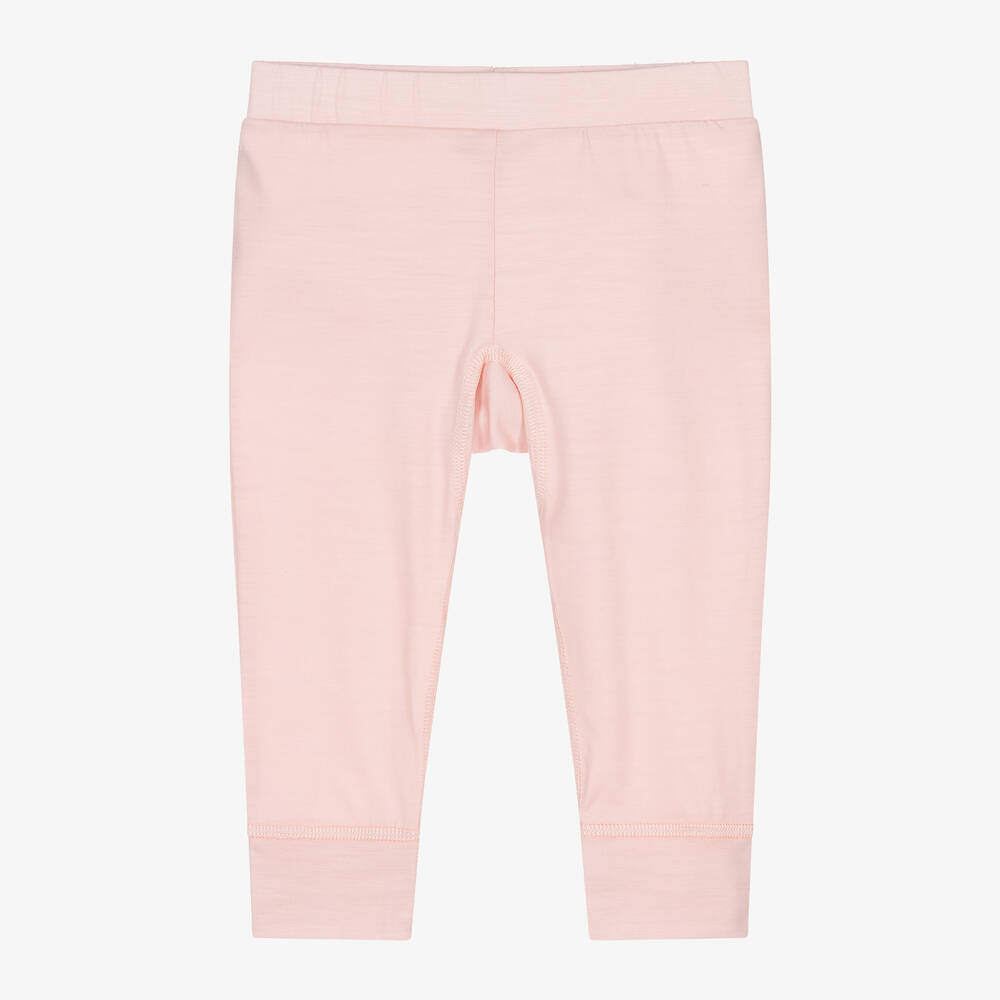 Smalls Merino - Baby Girls Pink Merino Wool Joggers | Childrensalon