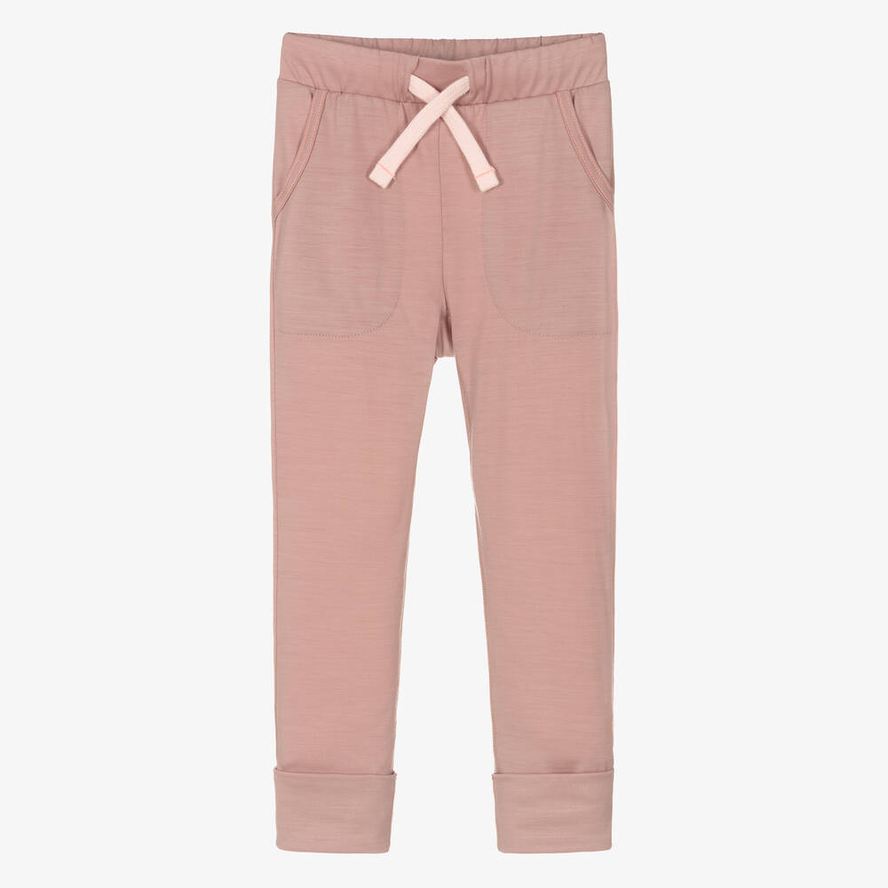 Smalls Merino - Dusky Pink Merino Wool Slim Joggers | Childrensalon