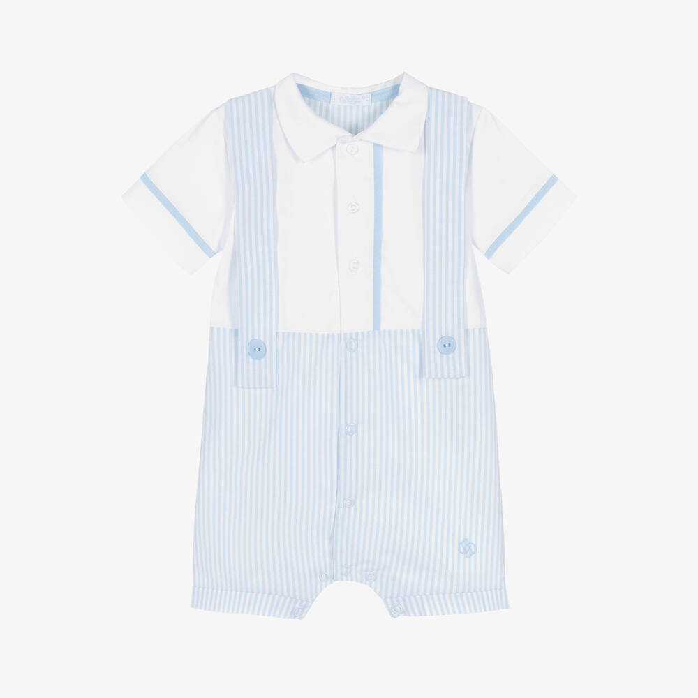 Sofija - Baby Boys Blue Cotton Stripe Shortie | Childrensalon