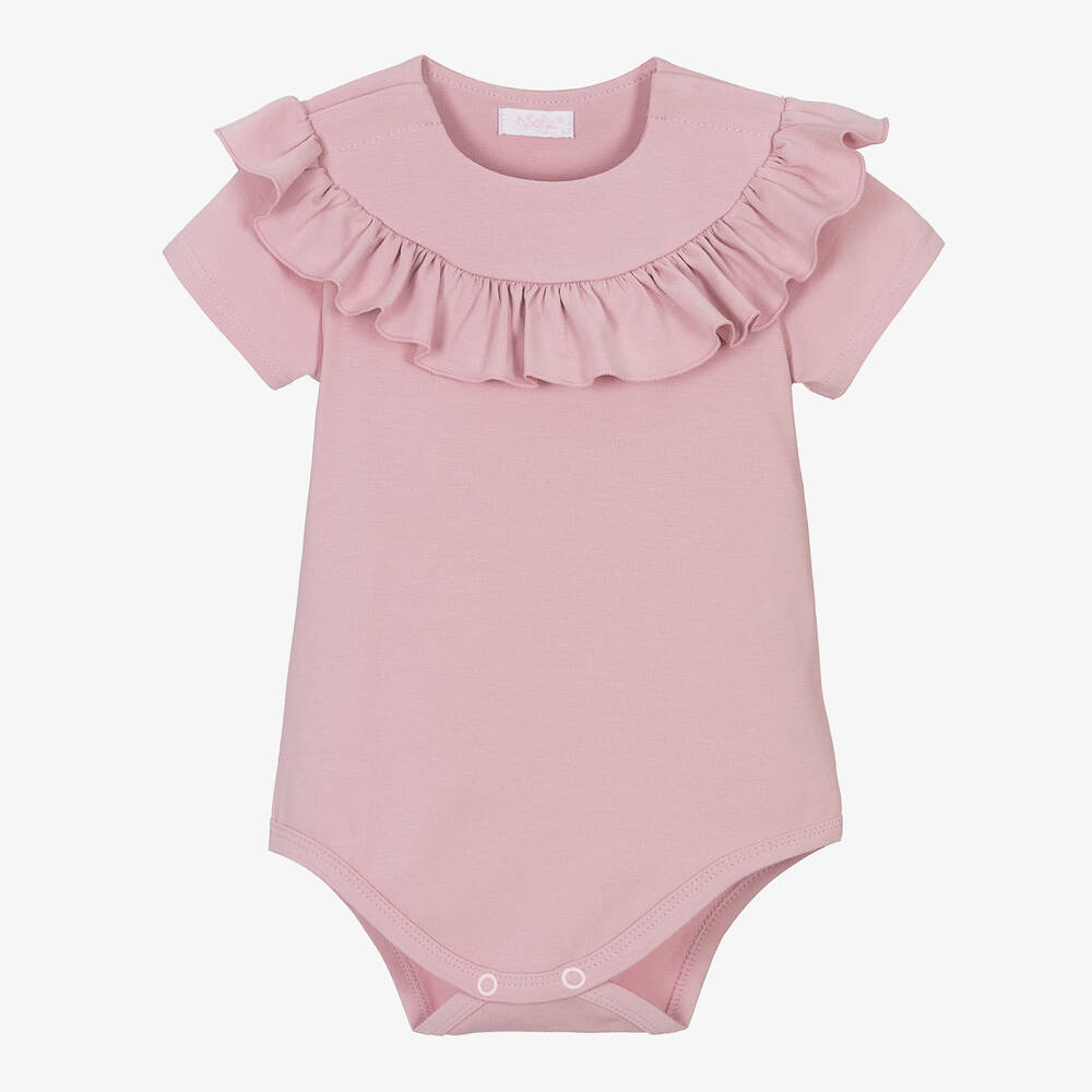 Sofija - Body rose en coton à volants bébé | Childrensalon