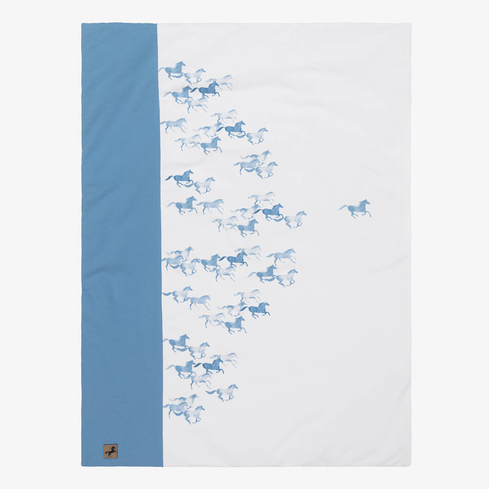 Shop Sofija Boys Blue & White Cotton Padded Blanket (88cm)