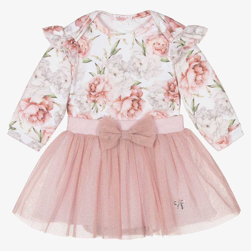 Sofija - Girls Pink Cotton Skirt Set | Childrensalon