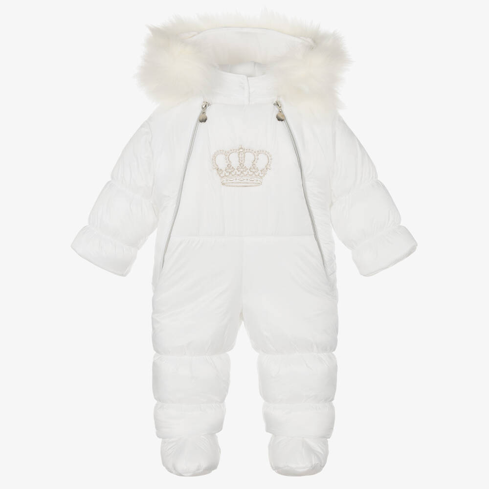 Sofija - Ivory Crown Baby Snowsuit | Childrensalon