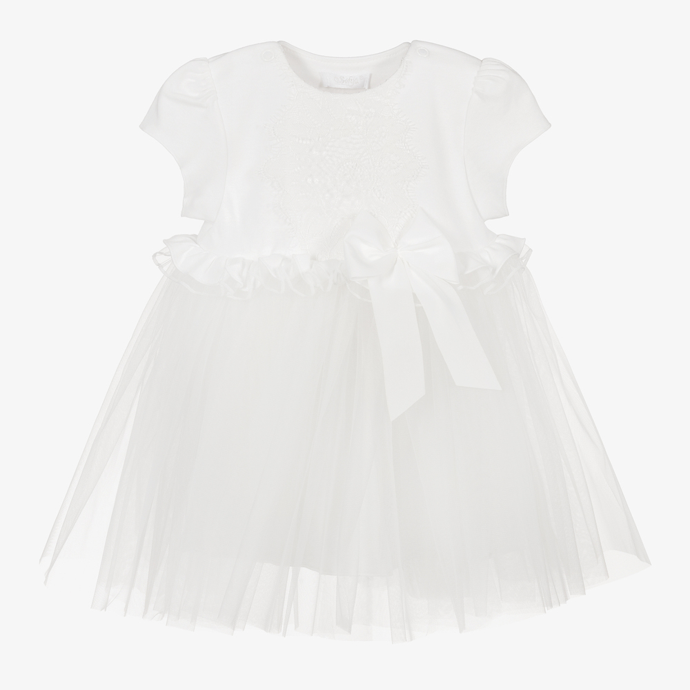 Sofija - Ivory Jersey & Tulle Dress | Childrensalon