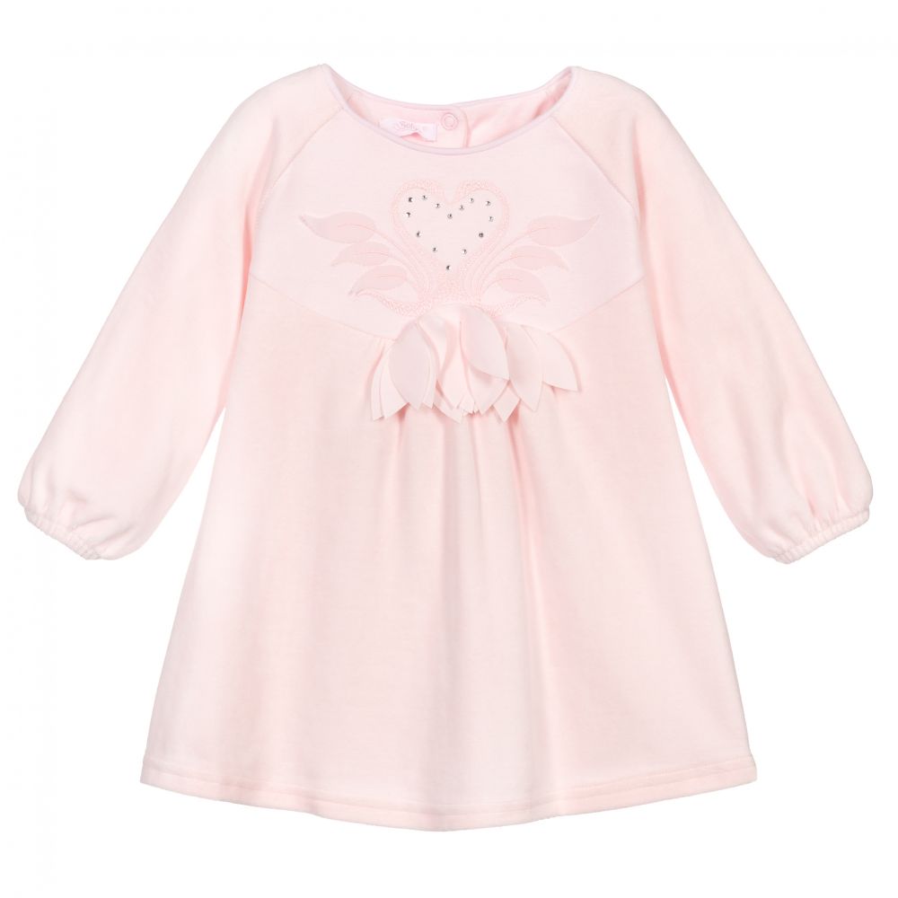 Sofija - Pink Cotton Velour Baby Dress | Childrensalon