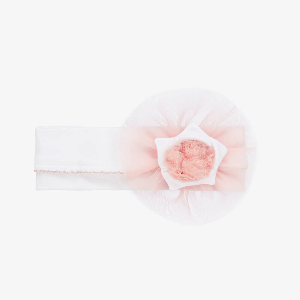 Sofija - Розово-белая повязка на голову из тюля | Childrensalon