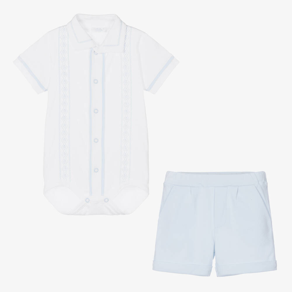 Sofija - White & Blue Shorts Set | Childrensalon