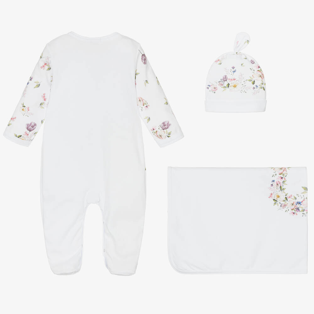 Sofija - White Cotton Babygrow Gift Set | Childrensalon