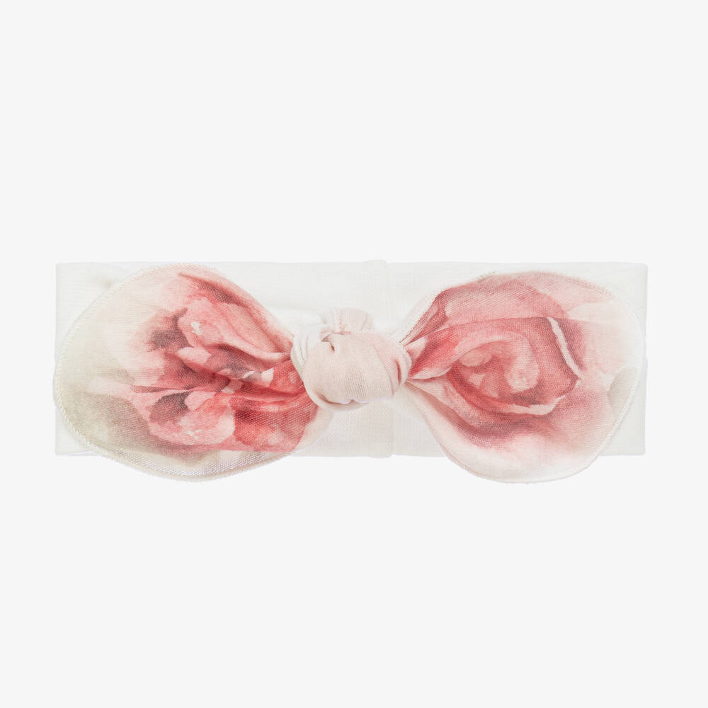 Sofija - Бело-розовая хлопковая повязка для волос | Childrensalon
