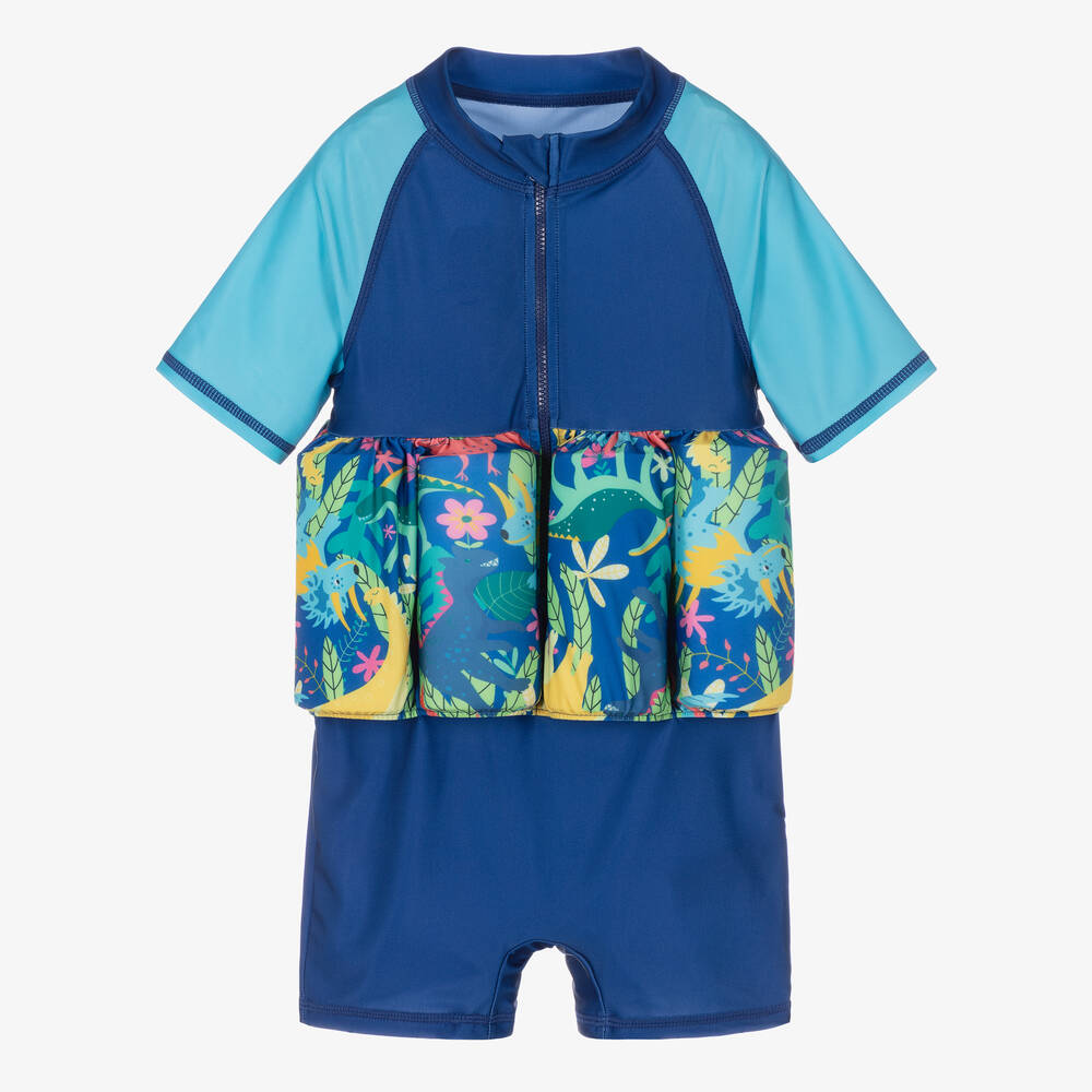 Soli Swim - Boys Blue Dinosaur Float Suit (UPF50+) | Childrensalon