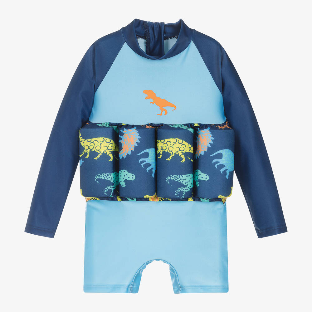 Soli Swim - Boys Blue Dinosaur Float Suit (UPF50+) | Childrensalon