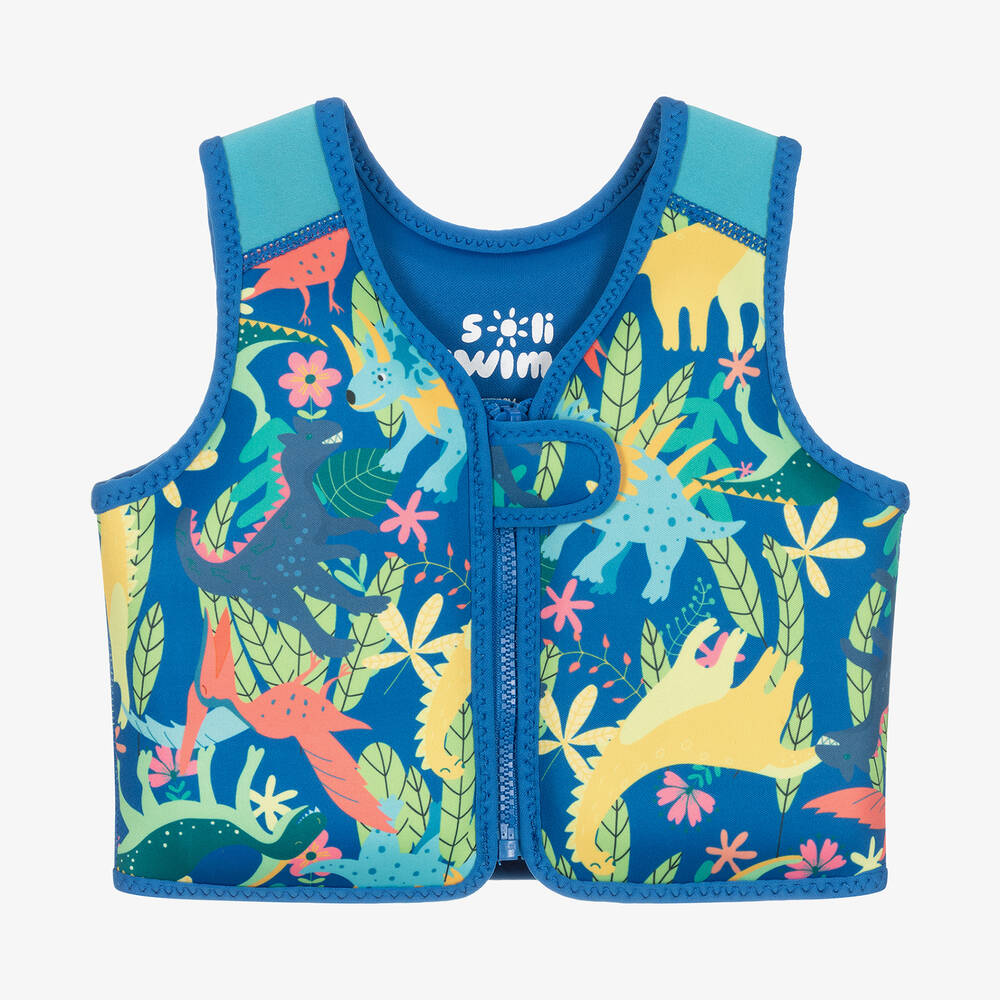 Soli Swim - Boys Blue Dinosaur Float Vest | Childrensalon