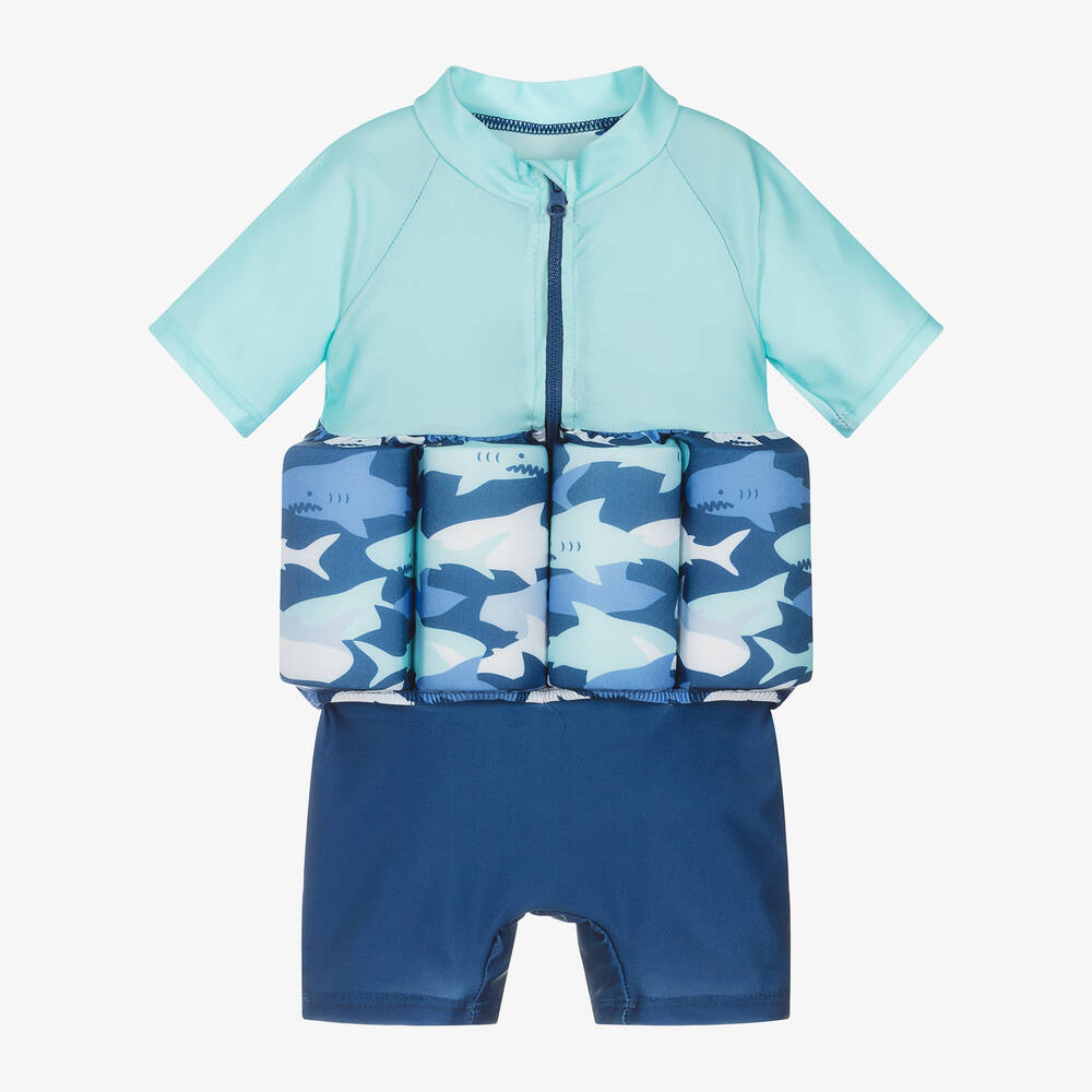 Soli Swim - Boys Blue Shark Float Suit (UPF50+) | Childrensalon