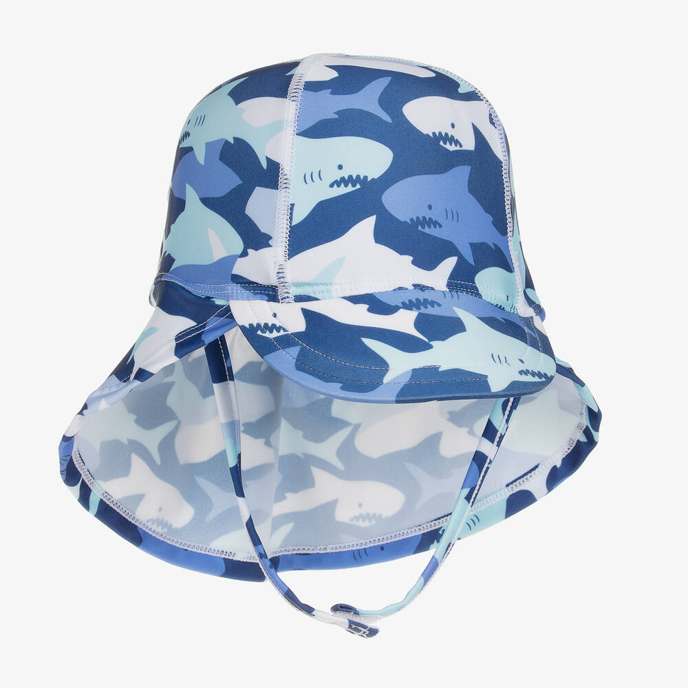 Soli Swim - Boys Blue Shark Swim Hat (UPF50+) | Childrensalon