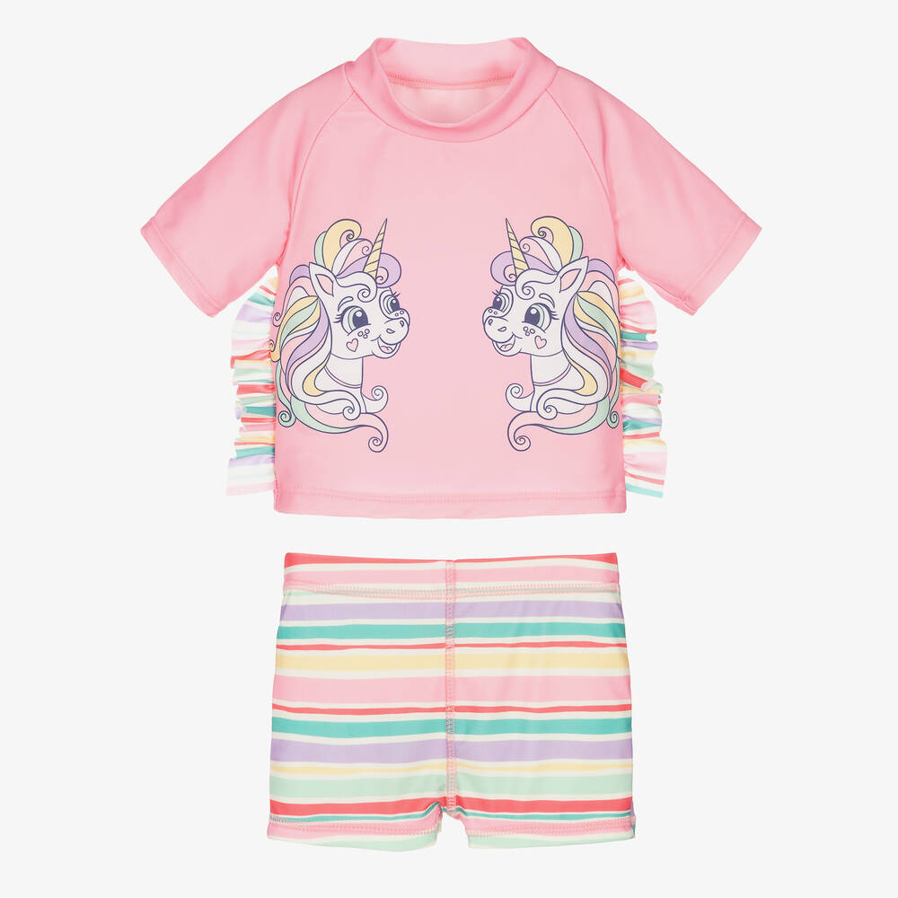 Soli Swim - Girls Pink Unicorn Swim Set (UPF50+) | Childrensalon