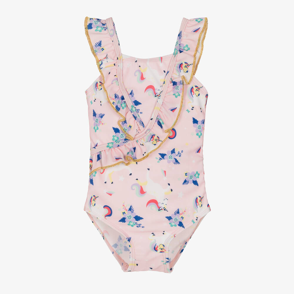 Soli Swim - Girls Pink Unicorn Swimsuit (UPF50+) | Childrensalon