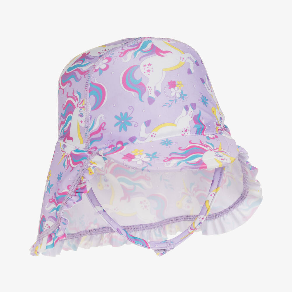 Soli Swim - Girls Purple Unicorn Swim Hat (UPF50+) | Childrensalon