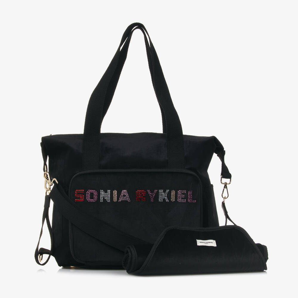 Sonia Rykiel Paris - حقيبة تغيير للأطفال مخمل لون أسود (45 سم) | Childrensalon